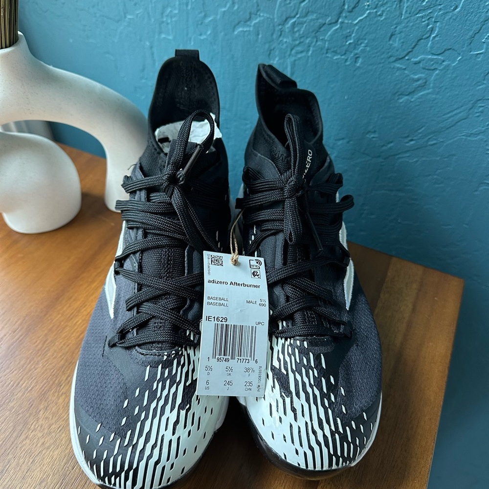 Adidas Black and White Baseball Shoes